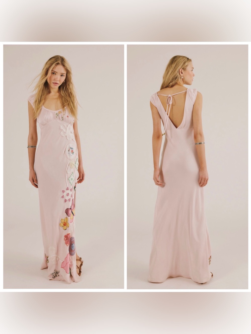 Free People Doily Daydream Maxi Slip Dress Floral Embroidered XL Pink